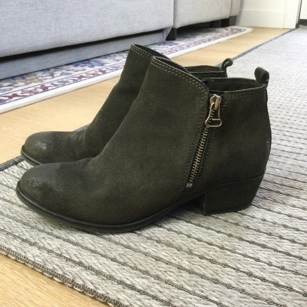 Miz Mooz Olive Suede Ankle Booties